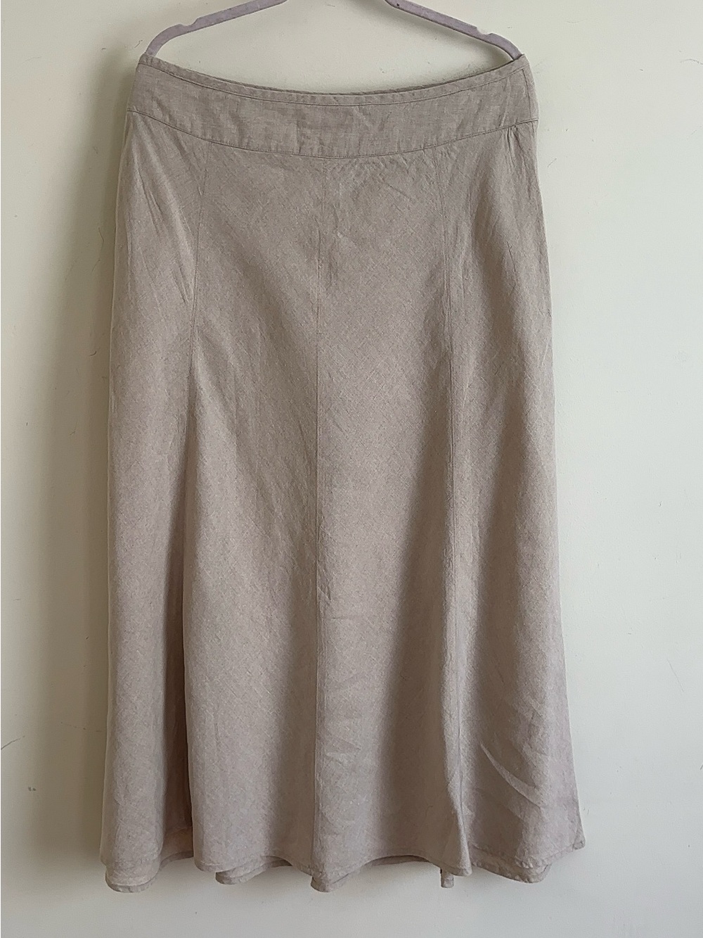 Charter Club Linen A-Line Midi Skirt Oatmeal Beige Neutral Size 12